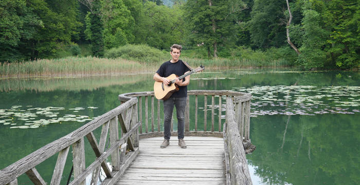 Flavian Graber anlässlich des Wanderkonzerts zur Biodiversitätsinitiative